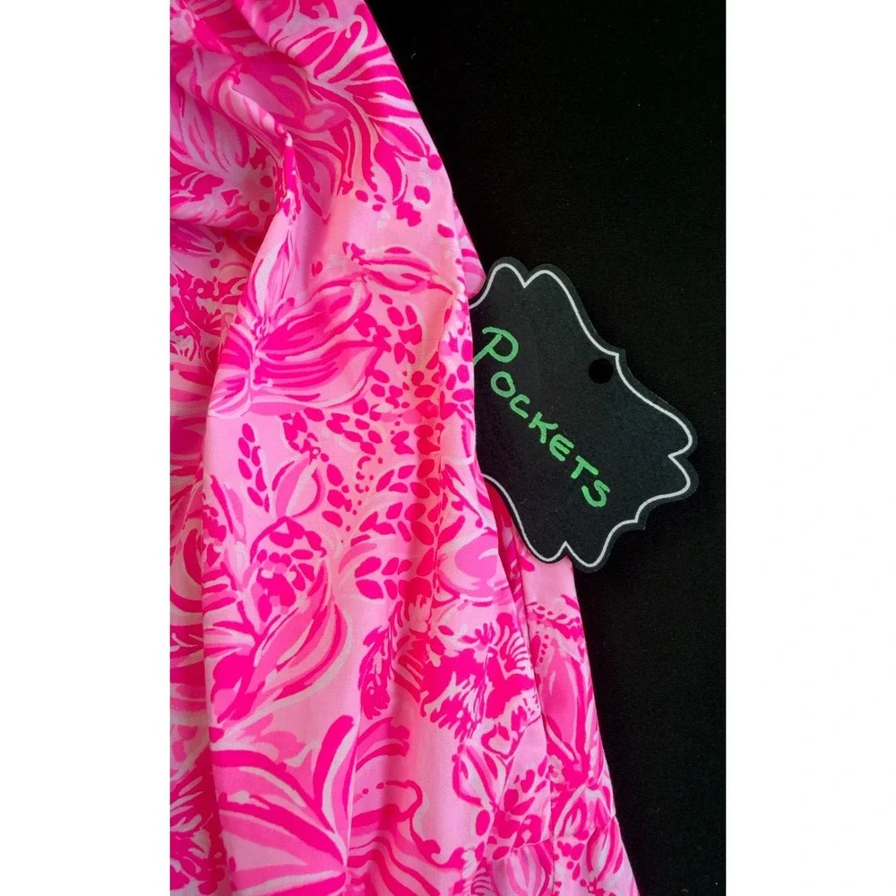 NWOT Lilly Pulitzer McKinnon Midi Cotton Sundress Pink Blossom Foxy Llama • 12